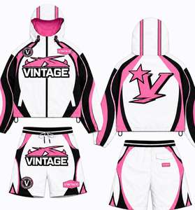 Conjunto Corto de Chaqueta Cortavientos de Poliéster Tejido de 110 GSM Personalizado, Negro, Rosa, Blanco, con Logotipo Impreso en Serigrafía, de Secado Rápido - Product Image 2