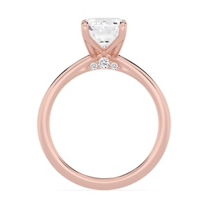 Bague de fiançailles en diamant de laboratoire rond et émeraude Renaissance 3.08 ctw, or rose 10K, bijoux de mariage sophistiqués - Product Image 2