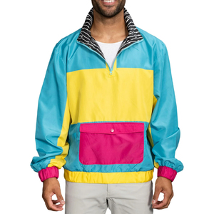 Custom 2025 Vintage Nylon Half Zip Pullover 98090s Colour <b>Block</b> Lightweight Waterproof Windbreaker Jacket Breathable Plus Size - Product Image 1