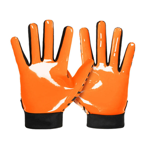 Customized Anti-Slip Spandex/Polyester Football Receiver Gloves High Quality Lightweight Breathable <b>Hook</b> Loop Closure Sports - Product Image 3