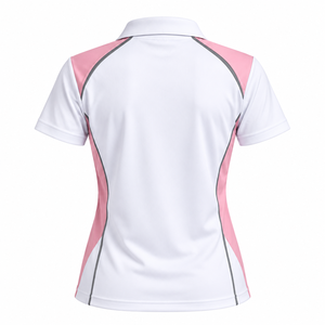 Women's <b>White</b> Pink Color Block <b>Polo</b> Shirt Short Sleeve Quick Dry Sporty Golf <b>Top</b> with Button Closure - Product Image 2