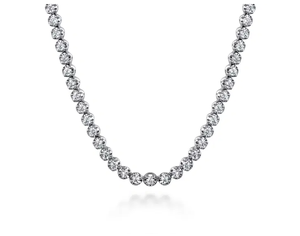 Cadena de Oro Blanco Sólido de 9k, 10k, 14k, 18k, 3.0mm, con Diamantes Moissanita Cultivados en Laboratorio, Collar Estilo Tenis - Product Image 2