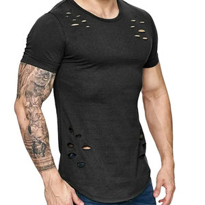 T-shirt Homme Coupe Droite Extensible Effet Vieilli Manches Courtes Mode Estivale Imprimé Personnalisé Décontracté 100% Coton Respirant - Product Image 1