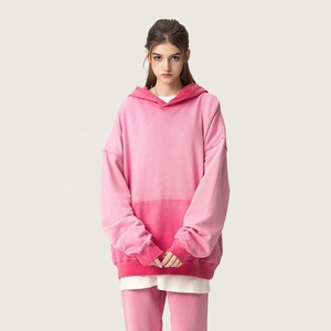 High Quality 420gsm 100% Cotton Dip-Dyed Ombre Gradient Loungewear Comfy Casual Oversized <b>Couple</b> <b>Matching</b> Pullover <b>Hoodie</b> Set - Product Image 4