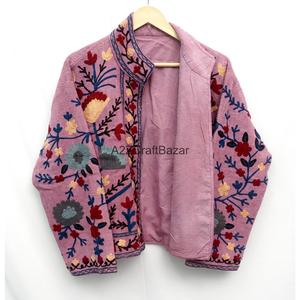 Veste brodée Suzani multicolore faite à la main, vêtements pour femmes, manteau, broderie Suzani, veste en coton pour femmes - Product Image 2