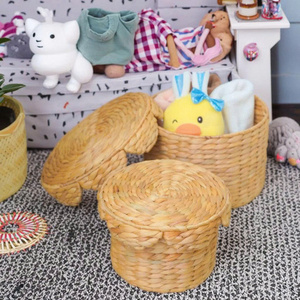 Eco-Friendly Multifunction Woven <b>Storage</b> <b>Box</b> Scallop Water Hyacinth Design Lid for Home Kitchen Organization - Product Image 3