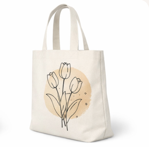 <b>Canvas</b> <b>Tote</b> Bag With Flower Print Medium Size Daily Shopping Bag printed Hand Length Handle Eco friendly Reusable <b>tote</b> bags - Product Image 4