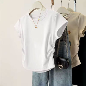 High Quality Women Summer Short Sleeved Tank <b>Tops</b> for Fashion Base Shirt Slim Fit Neck Casual Sexy Breathable Satin Eco-Friendly - Product Image 1