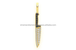 Pendentif testeur de diamants naturels en or 14 carats, couteau de chef de cuisine, bijoux fantaisie pour hommes et femmes, pendentifs raffinés, breloques VVS - Product Image 4