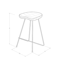 Tabouret de comptoir rustique en noyer massif, design moderne et minimaliste, siège en bois artisanal, base en métal, meuble stable