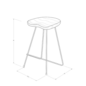 Tabouret de comptoir rustique en noyer massif, design moderne et minimaliste, siège en bois artisanal, base en métal, meuble stable - Product Image 2