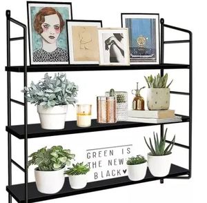 Metal Mounted Wall <b>Shelf</b> With Black Powder Coating Finishes High Metal Mounted Wall <b>Shelf</b> With Black Powder Coating - Product Image 2