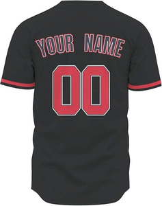 Maillot de baseball noir pour homme, personnalisable avec nom d'équipe, sublimation, col en V, manches courtes, évacuation de l'humidité, respirant, coupe classique, toutes tailles - Product Image 6