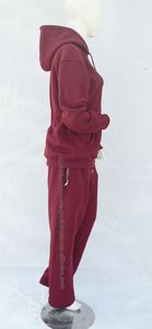 Maroon Ladies Solid Tracksuit Outfit Relaxed Silhouette Cotton Fleece 2 Piece Long <b>Set</b> Hooded Eco-Friendly OEM Service Custom - Product Image 3