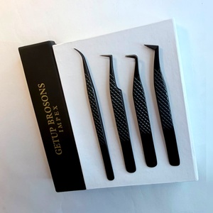 Pince à épiler pour cils Getup Brosons Impex en acier inoxydable noir, outils de précision pour extensions de cils, emballage en boîte - Product Image 3