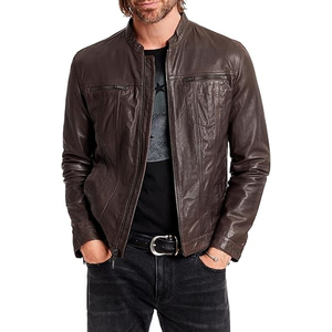 Chaqueta de Cuero Premium para Hombre, Personalizada, de Cuero de Grano Completo, con Cuello Alto, Impermeable, Cortavientos, con Capucha, para Invierno, Estilo Urbano - Product Image 1