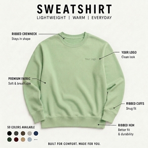 เสื้อสเวตเชิ้ตคอกลมสีเขียวอ่อนแบบยูนิเซ็กซ์ ทรงปกติ ผ้าถัก สวมใส่สบาย สีพื้น ระบายอากาศได้ดี เหมาะสำหรับฤดูหนาว รับสกรีนลายตามสั่ง - Product Image 6