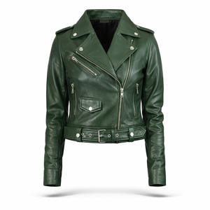 Chaqueta Bomber Unisex de Invierno, de Lana y Cuero Genuino, Estilo Vintage, con Cierre Asimétrico y Cinturón, Premium, OEM, ODM, Venta al Por Mayor - Product Image 1