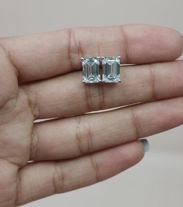 14K Gold 4 Ct Lab Grown VS <b>Emerald</b> Cut Diamond <b>Stud</b> Earrings for Women IGI Certified Minimalist Luxury Jewelry Party Gift - Product Image 5