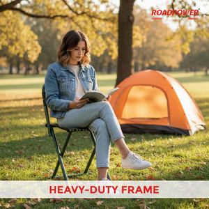 Chaise de camping pliable robuste ROADPOWER (RP-CHR-08), légère et portable, avec structure en acier robuste pour l'extérieur et les voyages - Product Image 2