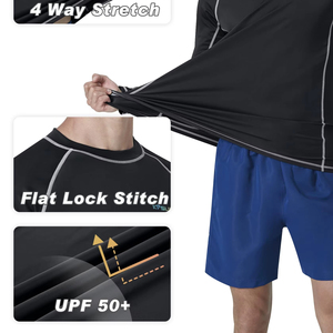 Camiseta Deportiva Negra Personalizada con Estampado por Transferencia de Calor, Manga Larga, Protección UPF 50+ UV, para Natación, Entrenamiento, Running - Product Image 5