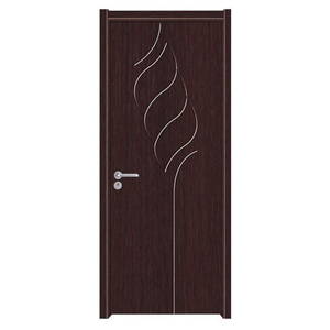 Porte intérieure moderne en bois de noyer massif avec placage PVC et MDF, résistante à l'eau, pour salle de bain et chambre à coucher, style actuel, personnalisable - Product Image 1