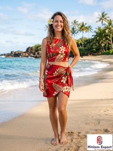 Pareo Hawaiano de Satén Premium con Diseño Floral de Puntos, Ligero, para Playa, Verano, Personalizable OEM ODM - Product Image 6