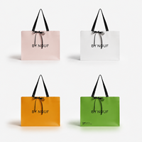 Sac de shopping de luxe avec logo personnalisé, sac cadeau en papier laminé mat, conforme à la norme PPWR, recyclable, avec poignée en ruban pour boutique de détail