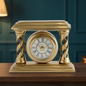 Horloge de bureau Golden Sunburst, base noire en forme de croissant, mouvement à quartz fonctionnant sur piles, design moderne, rétroéclairée, tactile, en métal - Product Image 6