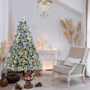 Árbol de Navidad Artificial Preiluminado de 1.2 m con 150 Luces Blancas Cálidas, Efecto Nieve, Pino Realista de PE para Decoración Navideña Interior - Product Image 2
