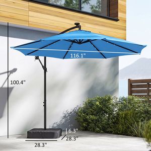 Ombrellone a braccio laterale Lake Blue da 3 metri con copertura protettiva solare leggera e design elegante per uso esterno - Product Image 3