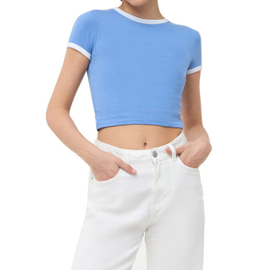 Oem New Arrival Summer Casual Women's <b>Crop</b> <b>Tops</b> Eco-Friendly Canvas Sports Training Regular Fit Short Sleeve Breathable Quick - Product Image 1