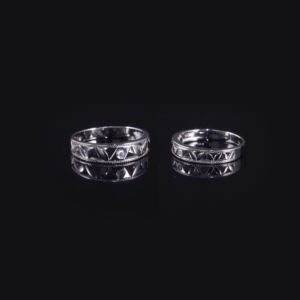 Bagues de mariage hip-hop en diamants de laboratoire géométriques AMBER JEWELS, plaqué or massif 14 carats, finition rhodium, certifiées IGI, unisexes - Product Image 4