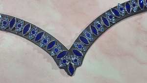 Cabezada de Cuero con Cristales Azules de Lujo en Forma de V, Accesorio Ecuestre con Pedrería, MS TECHIFY EXPORTS LB007 - Product Image 5