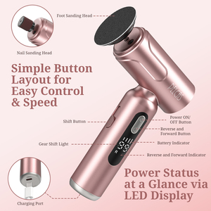 Lime à pieds électrique PELCAS A10, éliminateur de callosités, lime à <span class=keywords><strong>ongles</strong></span> rechargeable, 99 vitesses, faible bruit, outil de pédicure - Product Image 4