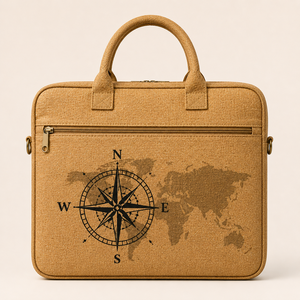 Sac pour ordinateur portable en jute imprimé, écologique, durable, léger, grande capacité, avec fermeture à glissière, pour usage au bureau - Product Image 3