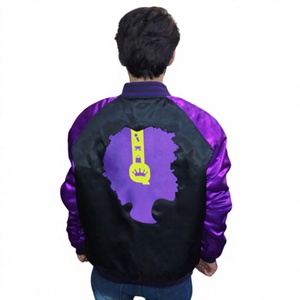 Patchs brodés personnalisés, broderie vintage 3D, veste varsity en satin, haute qualité, 100% polyester, séchage rapide, personnalisable pour homme - Product Image 1