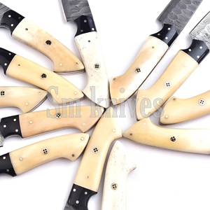 Juego de 12 Cuchillos de Caza de Acero de Damasco de Grado Industrial con Mango de Hueso, Hoja Biselada de Punta Caída, OEM/ODM, Cuchillería de Cocina, Caja de Regalo - Product Image 2