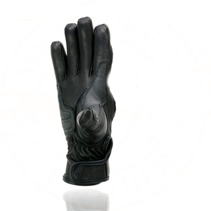 Samroz Sports Men's Black Leather Protective Knuckle Racer Motorcycle <b>Gloves</b> W/Elasticized Reflective Fingers - Product Image 4