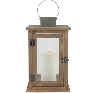 Handmade <b>Large</b> Brown Wooden Candle <b>Lantern</b> with Metal Handle Fancy Wooden <b>Lantern</b> Candle Holder for Export Sale - Product Image 1