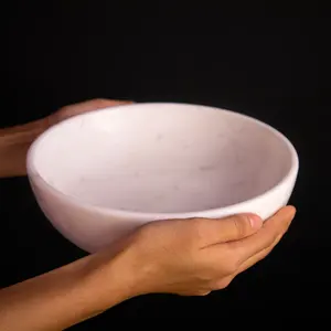 Cuenco de Mármol Artesanal con Volantes, Diseño Moderno, Centro de Mesa Decorativo de Piedra para Bodas y Fiestas, Uso Interior - Product Image 2