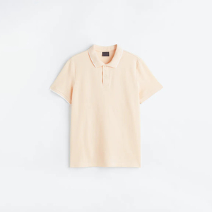 Chemise pour homme à manches courtes, couleur unie, en nylon piqué, coupe classique, style décontracté, poche avant, beige, boutons, tricotée - Product Image 6