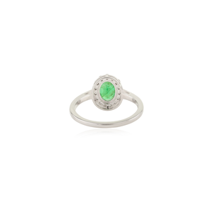 14K Solid <b>Gold</b> Emerald Halo Diamond Engagement <b>Ring</b> with IGI Certificate - Product Image 6