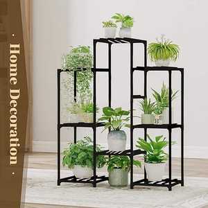 Support de plantes artificielles en acier inoxydable moderne, support de pot de fleurs d'intérieur, revêtement en poudre noire, design minimaliste pour la maison - Product Image 2
