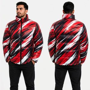 Chaqueta Acolchada para Hombre con Diseño Botánico Olive Gold, Poliéster de Alta Calidad, Repelente al Agua, Costuras Finas - Product Image 2