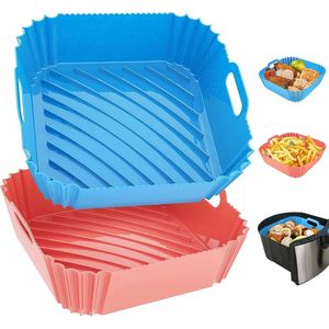 Confezione da 2 Rivestimenti Quadrati in Silicone da 7,1 Pollici per Friggitrice ad Aria 4-7 QT, Teglia da Forno Riutilizzabile per Cottura - Product Image 1