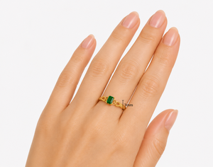Bague de fiançailles classique pour femme en argent sterling 925 plaqué or 18 carats, sertie de zircone cubique verte octogonale, faite à la main, empilable, cadeau avec pierre précieuse - Product Image 2