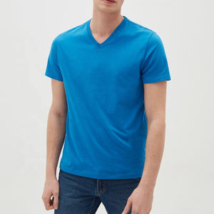 Camiseta de algodón con cuello en V para hombre - Camiseta informal de manga corta suave de primera calidad, camiseta transpirable y ligera de verano con corte ajustado - Product Image 5