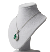 Maravilloso Collar con Colgante de Oro Sólido de 10K, 14K, 18K con Halo de Esmeralda en Forma de Pera y Diamantes de Laboratorio de Corte Redondo, Collar de Novia