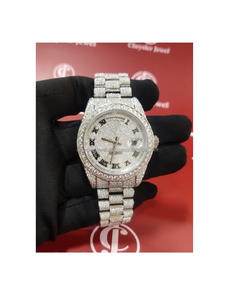 Fully Iced Moissanite Diamond Automatic Mechanical Glass Dial Hip Hop Bling Bust Stainless Steel Unisex <b>Wrist</b> <b>Watch</b> Fine Jewelry - Product Image 1